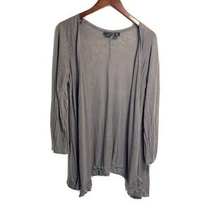 Tahari Womens‎ 100% Linen Long Open Front Cardigan Long Sleeve Grey Size Medium